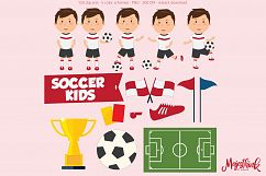 Soccer / Footbal Children Clip Art - Sport Clip Art - BASEBALL KIDS - with football sport element, ball, shoes, flag, whistle, flag digital Product Image 3