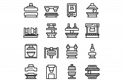 Press form machines icons set, outline style Product Image 1