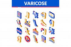 Varicose Veins Disease Isometric Icons Set Vector Product Image 1