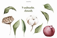 Winter watercolor garnet &amp; cotton watercolor clipart Product Image 4