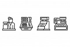 Cashier icons set, outline style Product Image 1
