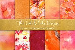 Artistic Orange Watercolor - Scrapbook Papers Product Image 5