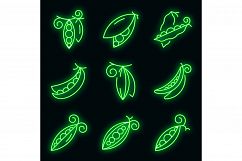 Peas icons set vector neon Product Image 1