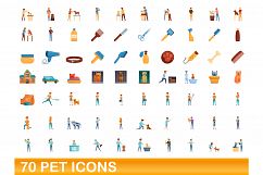 70 pet icons set, cartoon style Product Image 1