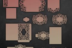 Laser cut wedding invitation Set, 5x7, Cricut Template, Gate Fold, Tri fold pocket Envelope, Bellyband, Menu, SVG, DXF, Cricut, Silhouette Cameo Product Image 2