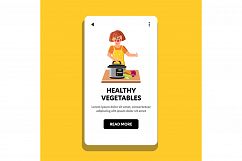 Healthy Vegetables Cooking Young Woman Vector Product Image 1