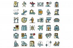 Passport control icons set vector flat Product Image 1