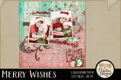 Christmas Backgrounds - Merry Wishes Digital Papers Textures Product Image 6