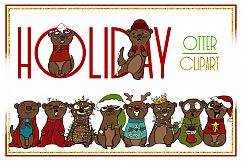 Holiday Clipart-Otter Clipart-Otter Christmas Clipart-Cartoon-Sticker Clipart-Otter art-Digital-Otter XMAS Drama-Commercial-Otter Love Product Image 1