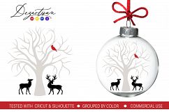 Christmas Cardinal Tree Deer SVG DXF cut fi Product Image 1