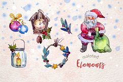 Merry Christmas holiday PNG watercolor set Product Image 7