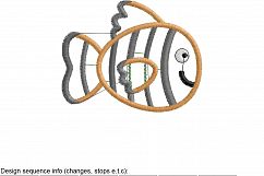Clown Orange White and Black Pet Fish Applique Product Image 3