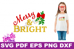SVG Christmas Merry and Bright Sign Stencil Shirt Tshirt outfit svg file for circut and silhouette dxf eps png pdf  Christmas printable Product Image 2