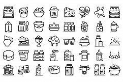 Dairy icons set, outline style Product Image 1