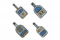 Glucose meter icons set line color vector Product Image 1