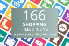 166 Shopping Filled Round Corner Icons Product Image 1