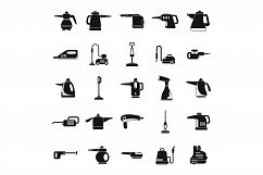 Home steam cleaner icons set, simple style Product Image 1