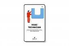 Hvac Technician Man Repair Or Installing Vector Product Image 1