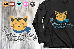 cat svg, baby it&#039;s cold outside, winter, snow, kitten, dxf Product Image 1