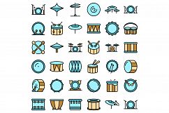 Drum icons set vector flat Product Image 1