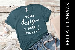 Heather Deep Teal Bella Canvas 3001 T Shirt Mockup Women&#039;s Product Image 1