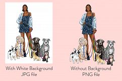 Fashion illustration - Girl with Dogs - Dark Skin Product Image 2