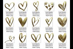 30 Realistic 24k Gold Metallic Hand Drawn Heart Clip Arts Product Image 5