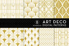 8 Seamless Art Deco Patterns - Ivory &amp; Gold Set 1 Product Image 1