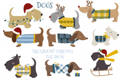 Dogs &amp; Ducks at Christmas clipart &amp; paper set Product Image 2
