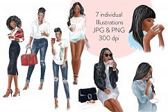 Fashion clipart coffee girls 3 - Dark Skin Product Image 3