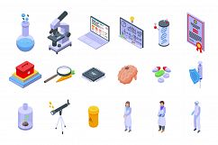 Research scientist icons set, isometric style Product Image 1