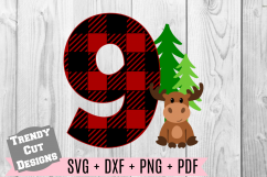 Bundle, Moose Buffalo Plaid Birthday Set SVG Product Image 10