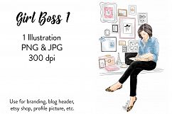 Fashion illustration Girl Boss 1, Watercolour illustration Product Image 1