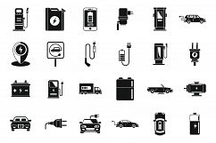 Eco hybrid car icons set, simple style Product Image 1