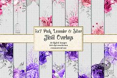 5x7 Pink Lavender and Silver Floral Overlays Product Image 1