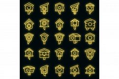Bird house icons set vector neon Product Image 1