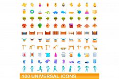 100 universal icons set, cartoon style Product Image 1