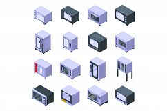 Convection oven icons set, isometric style Product Image 1