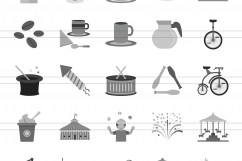 166 City Life Flat Greyscale Icons Product Image 2