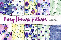 70 watercolor pansy flowers patterns  Product Image 1
