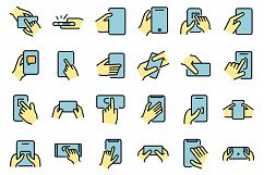 Using smartphone icons set vector flat Product Image 1