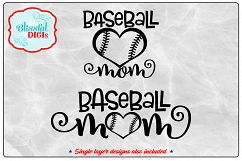 Baseball Mom - Vector Cut Files - SVG, DXF, EPS, PNG Product Image 5