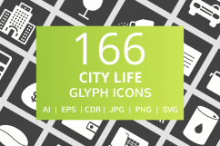 166 City Life Glyph Inverted Icons Product Image 1