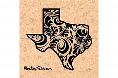 Texas State Floral Mandala Zentangle Doodle Boho Decor svg Product Image 1