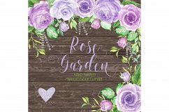 Watercolor Rose Garden Purple clip arts Product Image 1