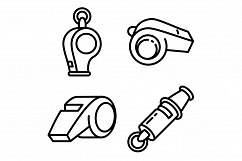 Whistle icons set, outline style Product Image 1