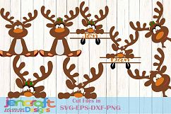 Peeping Reindeer SVG - Christmas Monogram SVG image files Product Image 1