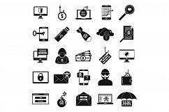 Fraud security icons set, simple style Product Image 1