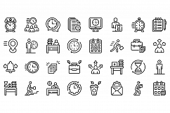 Rush job icons set, outline style Product Image 1