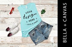 Teal Bella Canvas 8803 Tank Top Mockup Women&#039;s Beach Apparel Product Image 1